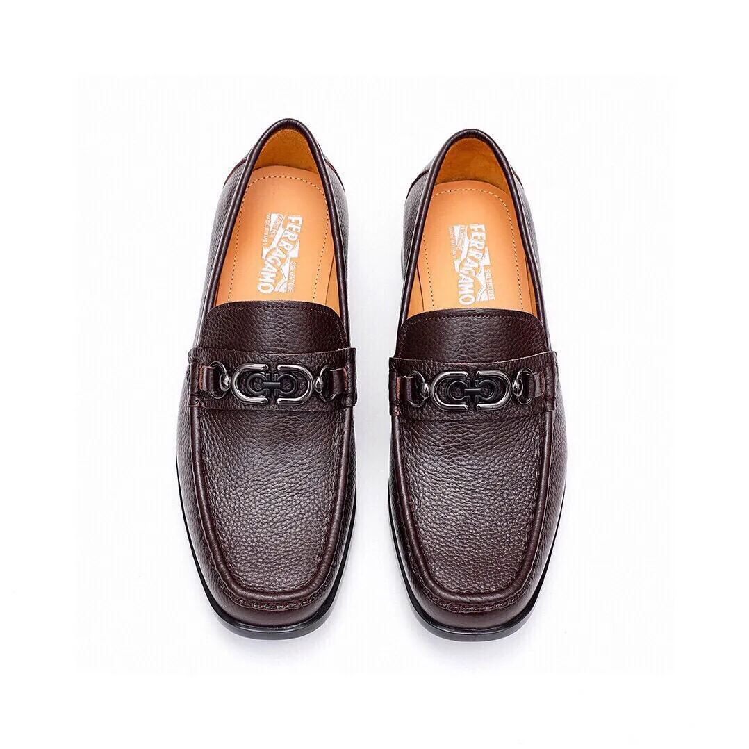 Men's shoes 💰520 💐[Ferragamo/Ferragamo] New 🐲Ferragamo* Ferragamo classic formal leather shoes! It uses imported first-layer pebbled cowhide leather upper + luxurious hardware buckle, and the inner first-layer comfortable cowhide leather lining! Original rubber outsole! Code number 38-44 (45🉑️customized)